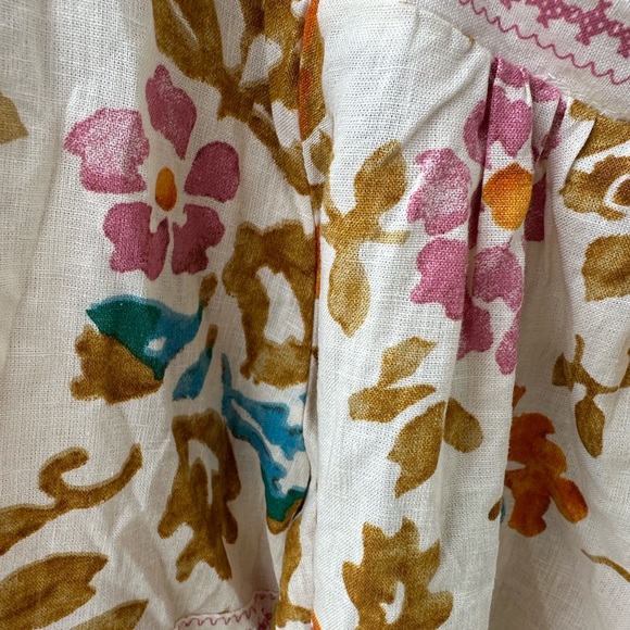 Boho Floral Christian Soriano Square-Neck Peasant Top in Cream - Picture 6 of 8